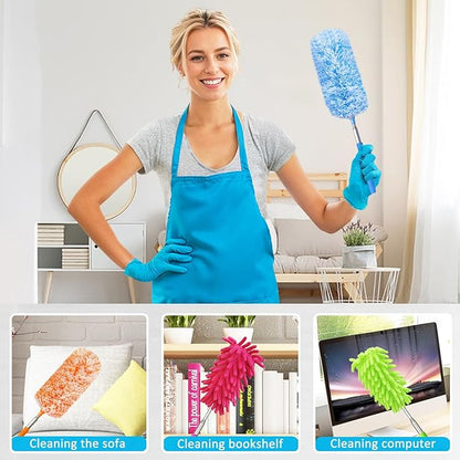 4 Pack 13" to 30" Extendable Feather Duster Kit, Washable Duster Head, Microfiber Duster for Office, Car, Window, Furniture