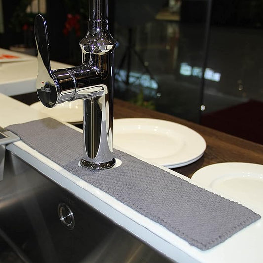 28'' Kitchen Faucet Absorbent Mat, Sink Splash Guard, Microfiber Faucet Handle Drip Catcher, Kitchenguard Tray, Water Drying Pads, Counter Protector for Kitchen, Bathroom, and RV