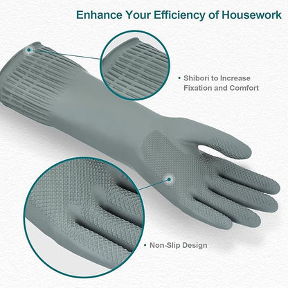 DABOGOSA MAMISON Reusable Household Dishwashing Cleaning Rubber Gloves, Non-Slip Kitchen Glove (1 Pair)