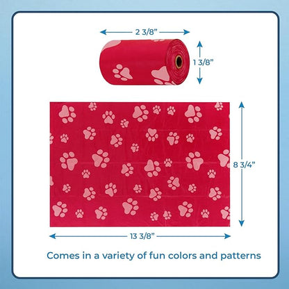 Best Pet Supplies Dog Poop Bags for Waste Refuse Cleanup, Doggy Roll Replacements for Outdoor Puppy Walking and Travel, Leak Proof and Tear Resistant, Thick Plastic - Red, 240 Bags