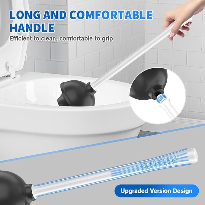 LOVLOY Toilet Plunger and Brush, Bowl Brush and Heavy Duty Toilet Plunger Set with Ventilated Holder, 2-in-1 Toilet Brush and Plunger Combo for 5.3-inch Toilet Drain Bathroom Cleaning (White)