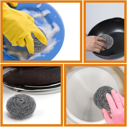 15pcs Stainless Steel Scrubber Balls Pot Cleaning Pads Heavy Duty Wire Scrubbers Kitchen Dishwashing Brush Set for Home Grill and Pan Cleaning