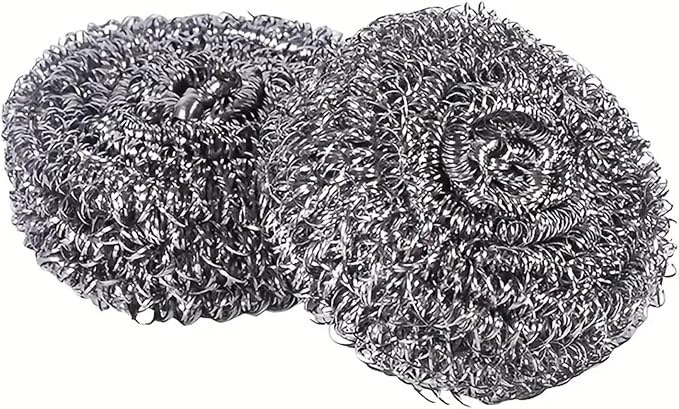 Stainless Steel Sponges (Set of 3 Scrubbies) Sponges Easily Scrub Away Greasy, grimy Build-up and Baked-on Stains