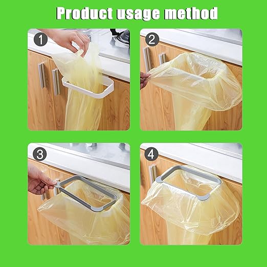 Hanging Organizer Garbage Bag Holder, Over The Cabinet Plastic Trash Bag Holder for Kitchen, Garbage Bag Holder Rack Space Saving Use Portable Cabinet Door Trash Bag Holde Garbage Can
