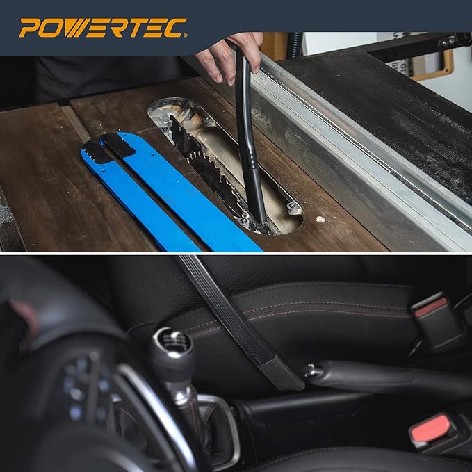 POWERTEC Flexible Vacuum Crevice Tool with 1-1/4" to 1-3/8" adapter (32mm to 35mm) for 1-1/4" Vacuum Hoses (70449)