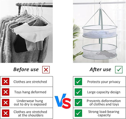 2 Pack 3-Tier Folding Mesh Clothes Hanging Dryer, Sweater Drying Rack, Large Laundry Drying Rack, Lay fold Flat Dry Hanger, Mesh Clothes Hanging Dryer - XL(3Tier)+XL(3Tier)