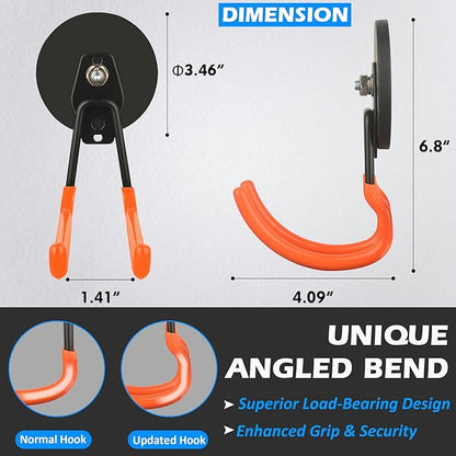MUTUACTOR Updated Magnetic Hook Heavy Duty,40lbs 2-Pack Super Strong Magnet Garage Hook,Anti-Scratch Large Magnets Hook for Hanging Impact Drivers Trailer Cord Shovel Tool Organizer