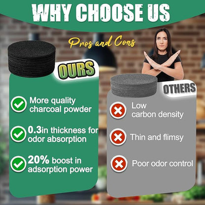 LMJP 6.7 Inch Charcoal Filters for 10 Pack Kitchen Countertop Compost Bins - Extra Thick 0.3" for Longer Lasting Activated Carbon