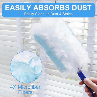 Duster Refills,Disposable dusting Brush Set Compatible with Swiffer Duster Refills for Furniture,Ceiling Fans, Electronics Multisurface Dusters with 4X Microfibers, Unscented (Blue, 40 PCS)