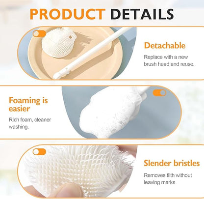 360° Flexible Silicone Bottle Brush with Long Handle, 2025 New Bottle Cleaning Brush, Deep Cleaning Brush for Narrow Neck Bottles, Water Bottles, Baby Bottles, Flasks Soft Bottle Brush (2PC)