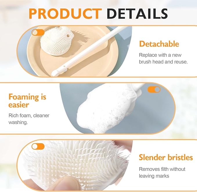360° Flexible Silicone Bottle Brush with Long Handle, 2025 New Bottle Cleaning Brush, Deep Cleaning Brush for Narrow Neck Bottles, Water Bottles, Baby Bottles, Flasks Soft Bottle Brush (1PC)