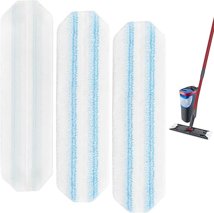 Mop Replacement Pads Compatible with O-Cedar H2prO Flat Mop System, 3 Pack Microfiber Mop Heads Replacements for Ocedar Flat Mop, Washable and Reusable Mop Pad Refills, Safe on Hard Floors