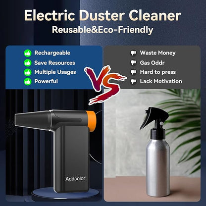 Compressed Air Duster 2000mAh*2 ，Addcolor AD51 with 8 Gear Adjustable，106770RPM Electric Air Duster with Display – Portable Handheld Blowers for Keyboard, Computer, Car, Outdoor, Air Bed