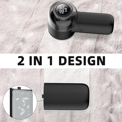 Fabric Shaver Electric Lint Remover Rechargeable Sweater Shaver Dual Protection Removable Bin Easy Remove Fuzz Lint Pills Bobbles (Black) FS001