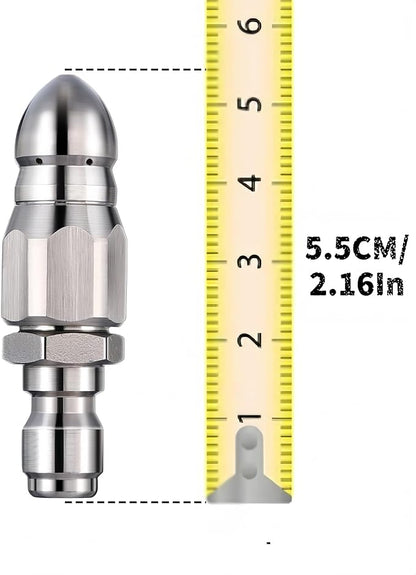 Sewer Jetter Kit for Pressure Washer, 2pcs Sewer Cleaning Tool High-Pressure Nozzle for Pressure Washer,1 Front Jet And 6 Rear Jets Pressure Washer Nozzle with 1/4" Quick Connector, 5000psi