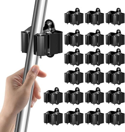 3-H Stainless Steel Broom Holder Wall Mount 20-Pack- Heavy Duty Mop Organizer, Wall Mounted Broom Storage with Secure Mounting for Kitchen Laundry Garage Bathroom (Space Saving)