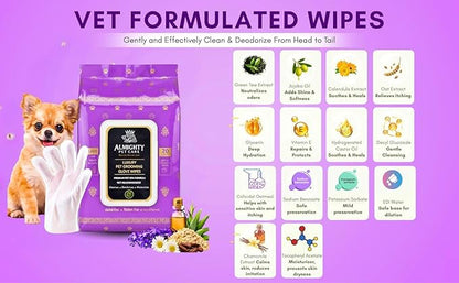 PET Cleaning Deodorizing Glove Wipes for Dogs & Cats, Vet Recommended Hypoallergenic Hydrating & Nourish Fur Pet Grooming Glove Wipes, Pet Bathing Wipes for Horse Coat Care,20pcs, Green Tea Scented
