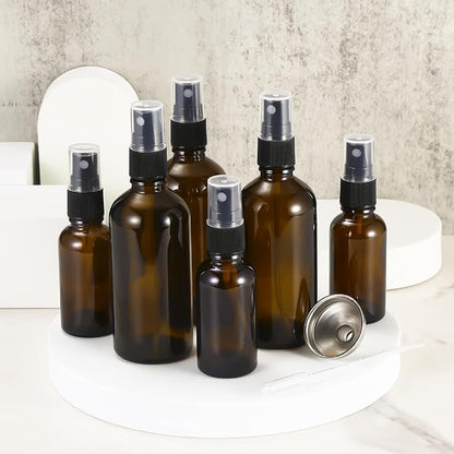 3.4oz Amber Glass Spray Bottles,Empty Fine Mist Refillable Travel Spray Bottle for Cleaning,Perfume,Aromatherapy,Cosmetic Sprays,Hair,Essential Oils with Fine Mist Dispenser（3 Pack）