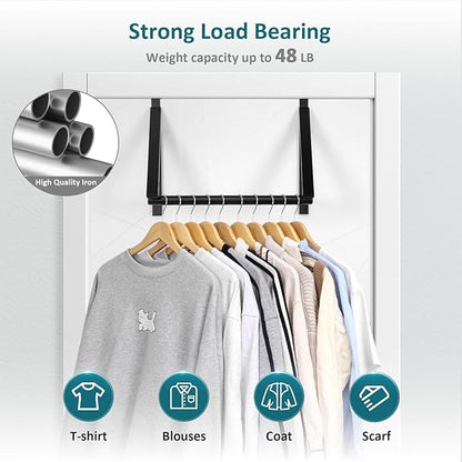 Optish Foldable Over The Door Clothes Hanger, Space Saving Small Clothes Rack Door Hangers for Clothing, 2Pack, Black