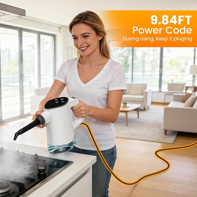Pressurized Steam Cleaner, Multipurpose Steam Cleaner for Home with 450ML Detachable Tank and Safety Lock,Steamer for Cleaning Floor, Upholstery, Grout,Car,Bathroom and Kitchen