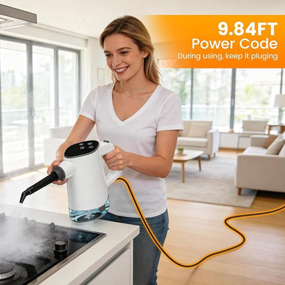 Pressurized Steam Cleaner, Multipurpose Steam Cleaner for Home with 450ML Detachable Tank and Safety Lock,Steamer for Cleaning Floor, Upholstery, Grout,Car,Bathroom and Kitchen