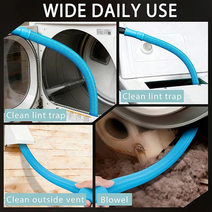Dryer Vent Cleaner Kit, 5-Piece Flexible Dryer Vent Cleaning Brush & Lint Remover Tool with Universal Vacuum Attachment for Lint Trap, Duct, Hose, Pipe - Safe, Professional Dryer Vent Brush Black