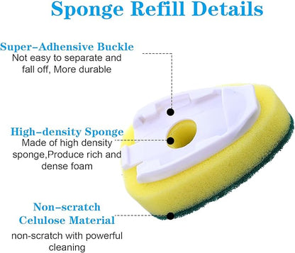 6Pcs Dish Wand Sponge Refills Dishwasher Sponge Dishwand Refills Scrubber Sponges Non Scratch Head Replacement for Dish Wand Heavy Duty Soap Dispenser Scrubber Pads for Kitchen Cleaning