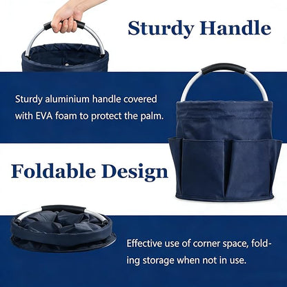 Qivine Cleaning Caddy for Cleaning Supplies, 17L Cleaning Supply Caddy with Handle Foldable Cleaning Supplies Organizer Bucket Tool Bag Organizer Cleaning Products Organizers for Home, Garden