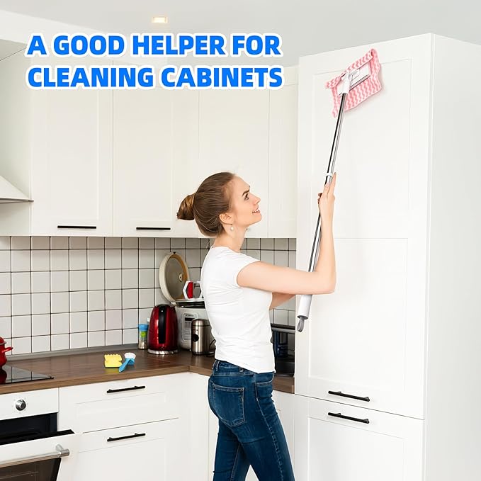 Clip on Mini Mop for Kitchen Counter & Floor – No Wash & Cloth Changing Lazy Mop | Automatic Gripping & Zero-Touch Press-Grip System with 20 Cloths