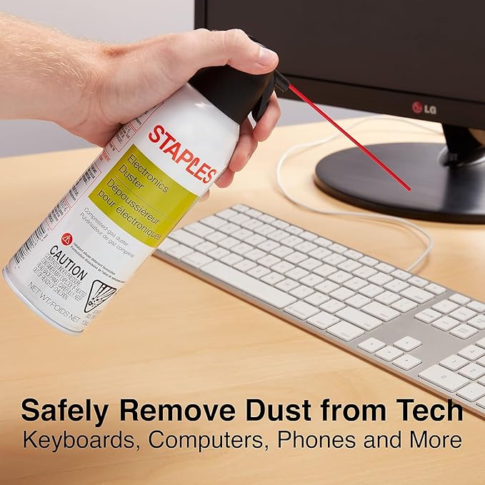 Staples Compressed Air Duster – 10 oz. Cans for Electronics, Keyboards & Office Devices, 4‑Pack