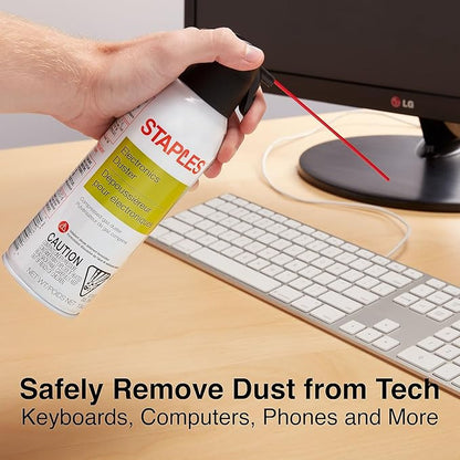 Staples Compressed Air Duster – 10 oz. Cans for Electronics, Keyboards & Office Devices, 2‑Pack
