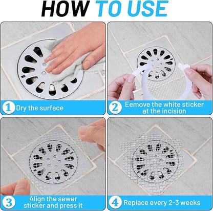 25 PCS Disposable Shower Drain Hair Catcher 3.54 Inches Round Drain Hair Catcher Stickers for Bath & Kitchen - Hair Catcher Shower Drain Cover for Human & Pet Hair - Mesh for Bathtub & Laundry