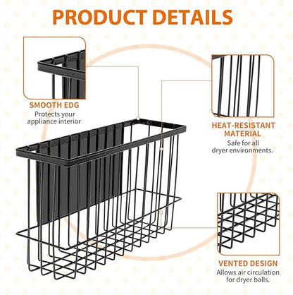 Magnetic Dryer Ball Storage for Laundry Room, Magnetic Lint Bin Basket Organization Storage, Iron Built-in Magnet Dryer Ball Holder Basket Fridge Container for Laundry Room Organizer