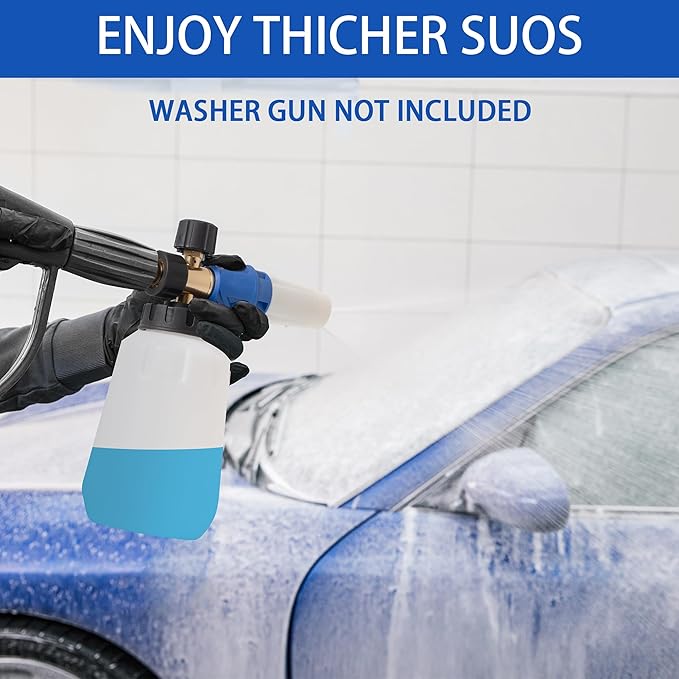 High Pressure Foam Cannon for Car Wash,Snow Foam Lance, Adjustable Thick Foam, 1.2MM Orifice, Wide Mouth Bottle 1/4 Quick Connector