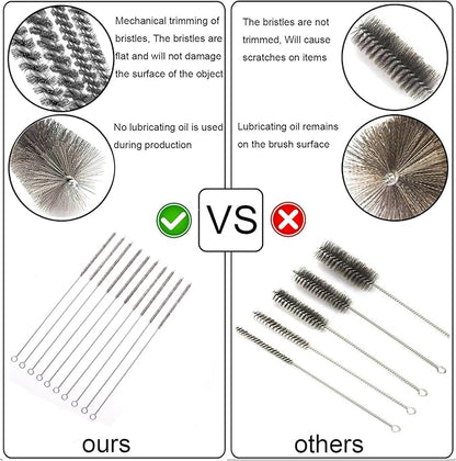 12 Inch Pipe Cleaning Brush Set with Stainless Steel Bristles, Steel Wire Tube Brush Kit for Auto Parts Polishing, Machining, Bottles, Tubes, Etc.（8mm-20pcs）