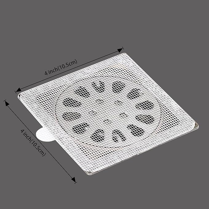 PRIMSOPH 4 Inch 30pcs Disposable Shower Drain Hair Catcher Mesh Stickers Floor Drain Sticker Disposable Drain Filter Hair Trap Sticker