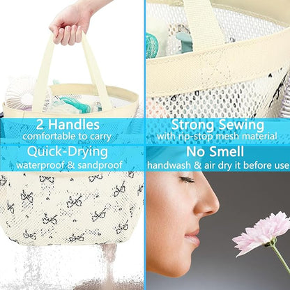 Fammart Mesh Shower Caddy Portable for College Dorm Room Essentials, 8-Pocket Large Shower Basket Tote Bag with 2 Handles for Toiletry, Bathroom, Beach, Camp, Gym