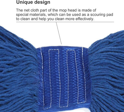 Heavy Duty Wet Industrial Cleaning Mop Head – Mop Head Replacement Perfect Cotton Washable Mop Head Replacement for Commercial & Home Cleaning（Blue）