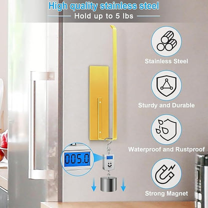 Gold Paper Towel Holder, Magnetic Paper Towel Holder for Fridge, Toilet Paper Roll Holder Magnet Fridge Rack Wall Mount Towel Organizer for Paper Towels Rolls Bathroom Pantry RV Kitchen Storage Golden