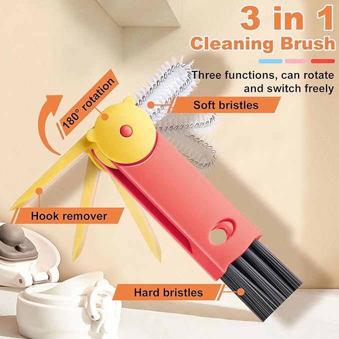 3 in 1 Cup Lid Cleaning Brush, Portable Gap Cleaner Brush - Multifunctional Bottle Cleaning Brush for Bottle Gap/Tight Spaces/Travel Bottle Lid, Home Kitchen Crevice Brush Tools, 3 PCS