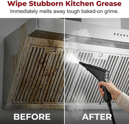 2500W High Pressure Handheld Steam Cleaner + 1.1L Large Capacity Tank + 229°F High Temp Steam for Home Deep Cleaning, Portable Pressurized Steamer for Grout, Tile, Car, Furniture & Kitchen (White)