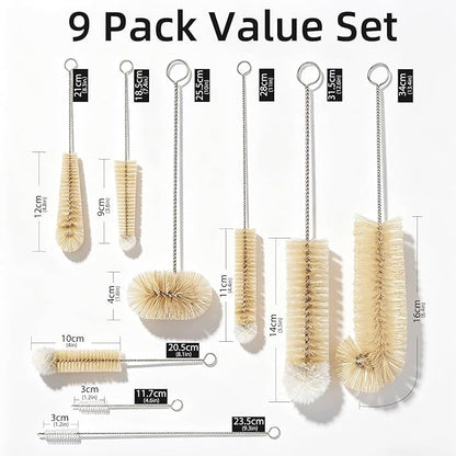 Masthome 9 Pieces Bottle Brush Set, Long Handle Bottle Cleaner for Washing Narrow Neck Wine/Beer Bottle, Hummingbird Feeder, Baby Bottle, Sports Bottle, Thermos, Flask