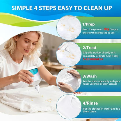 Clothes Grease Stain Remover, Newborn & Baby Essentials, Laundry Stain Treatment, Stain Remover for Oil Grease, Ink Stains, Foods & Vegetable Stains, Makeup, Grass, Coffee, & More, 8 Fl Oz