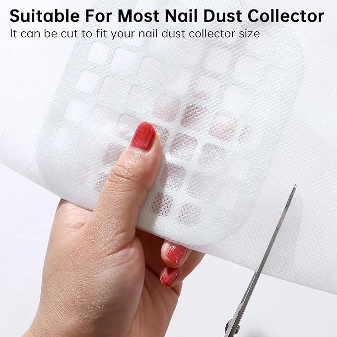 50PCS Nail Dust Collector Filter Cotton, PP Material Dust Collector Nail Tech Filter Cotton Pad Replacement Nail Vacuum Dust Collector Filters Film Paper for Nail Supplies
