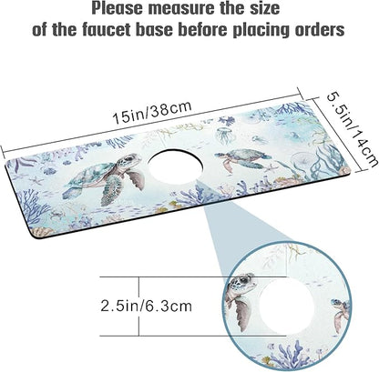 Sink Faucet Absorbing Mat, 2 Pack Drying Mat Around Faucet Sink Splash Guard Behind Faucet Sinkmat For Kitchen Bathroom Island Rv 15 * 5.5 Inch (38 * 14 cm)