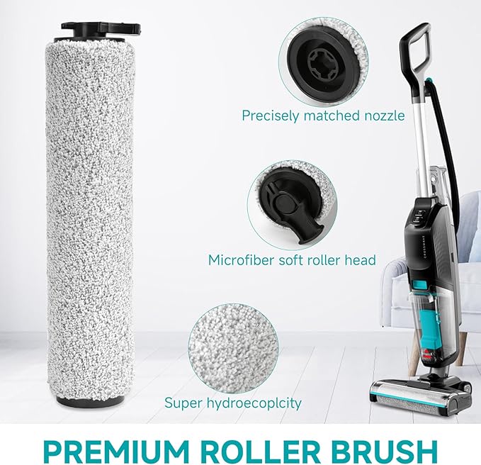 3831 Roller Brush & Filter Replacement Compatible with Bissell Crosswave Hard Floor Expert 3831, HF2 3845N Vacuum, Floor Scrubber Wet Dry Vacuum Accessory Kit 2 Brush Rolls, 2 Filter Parts