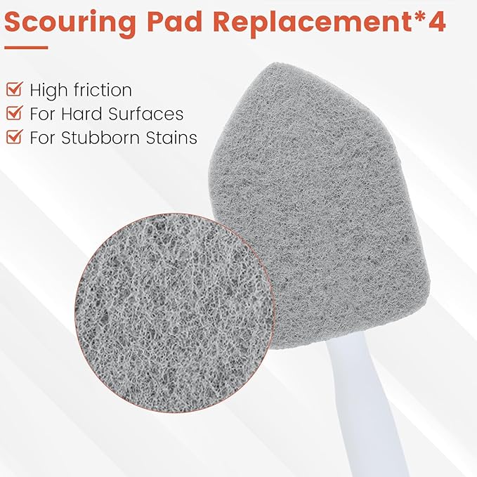 Wlich Scouring Pads Microfiber Cloth Refills 6 Pack, Fit Tub Tile Scrubber Brush Cleaning, Reusable Scouring Scrub Pad and Microfiber Scrub Pads Set for Cleaning Bathroom Kitchen Toilet Tile Sink