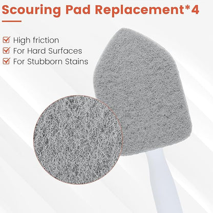 Wlich Scouring Pads Microfiber Cloth Refills 6 Pack, Fit Tub Tile Scrubber Brush Cleaning, Reusable Scouring Scrub Pad and Microfiber Scrub Pads Set for Cleaning Bathroom Kitchen Toilet Tile Sink