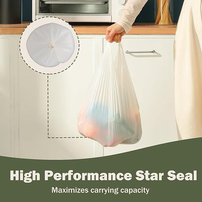 5 Gallon Compostable Trash Bags with Handles Compost Bags 0.78 Mils Food Scrape Waste Bags for Kitchen Bathroom US BPI ASTM D6400 and Europe OK Compost Home Certified 45 Couts White