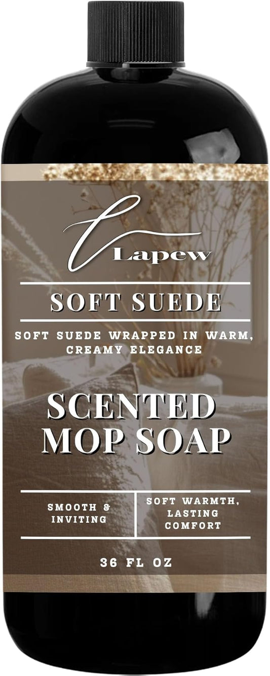Lapew Soft Suede Scented Mop Soap - Luxury Floor Cleaner Concentrate for Mopping Tile, Laminate, Vinyl & Hardwood | Streak-Free, Low-Foam | 36 oz